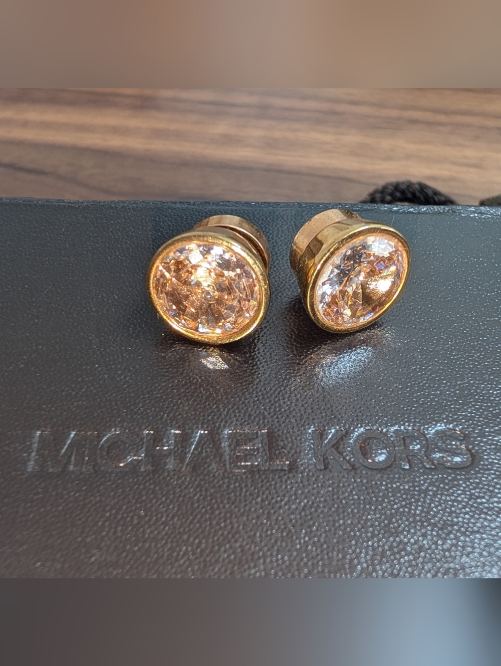 Michael Kors Gold-Tone Stud Earrings with Champagne Stones